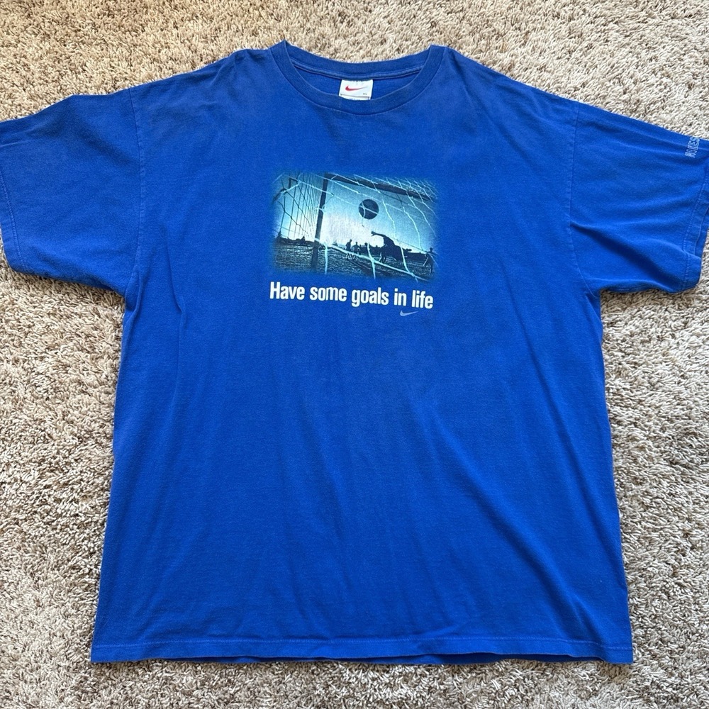 Vintage 90s Nike Soccer Graphic Tee - Have Some Goals In Life Fits XXL 2XL USA